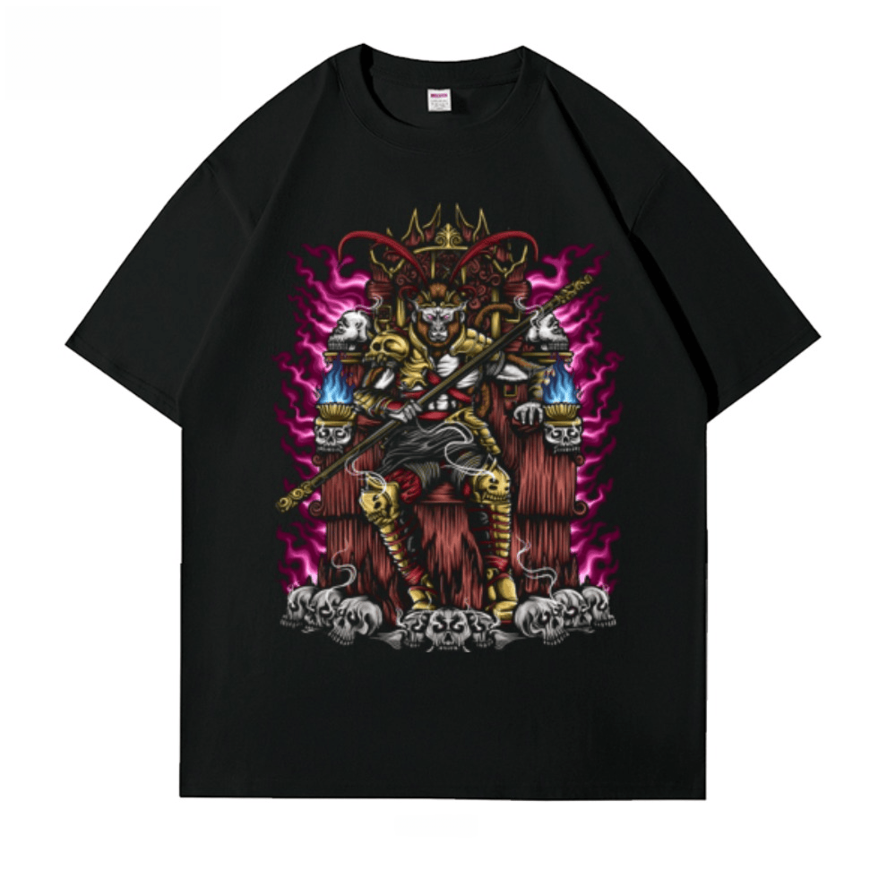 Streetwear Brand Flower - Wukong Dark Style Retro Short Sleeve