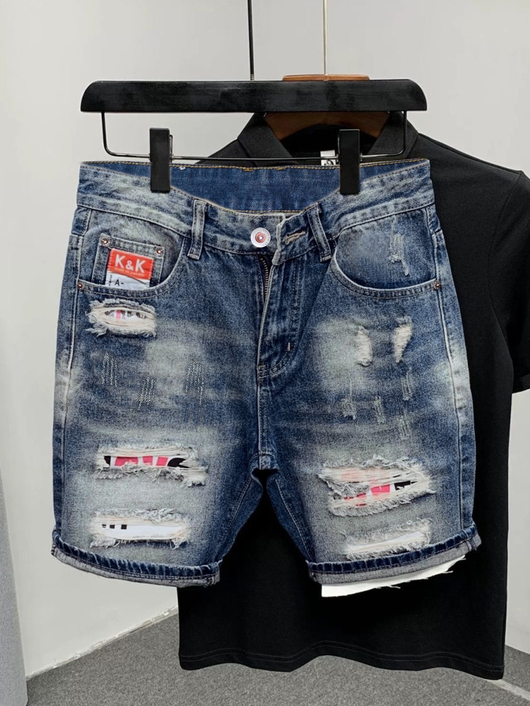 Streetwear Brand Marketing - 2026 Summer Ripped Straight Men Denim