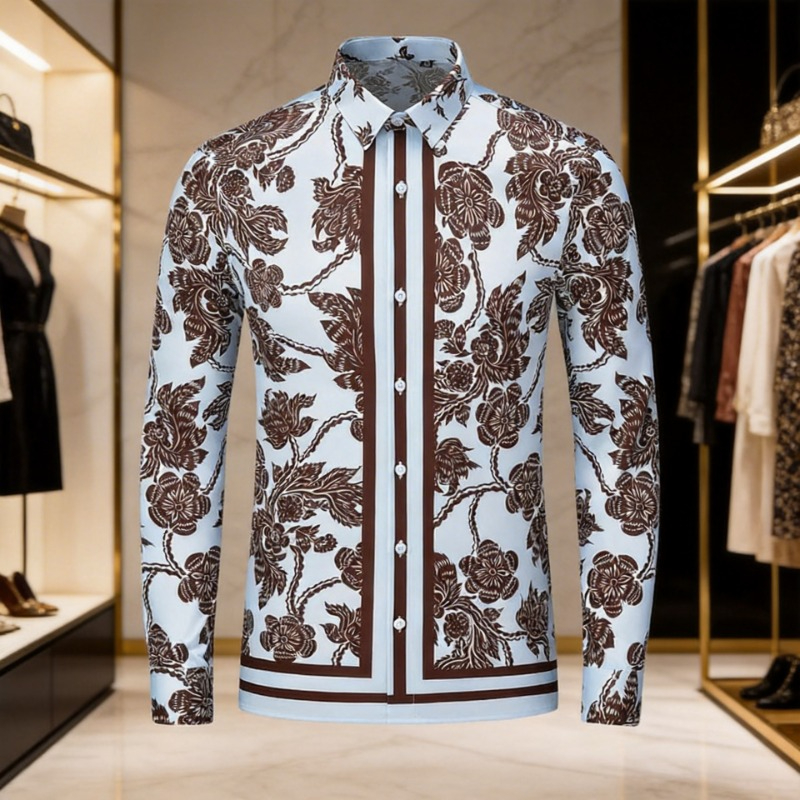Streetwear Brand Flower - Brand Flower Printed Men's Shirt Retro